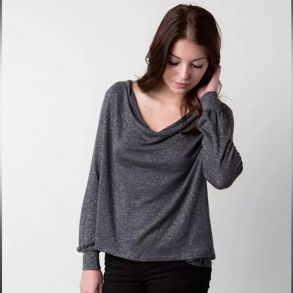 2/$20 FREE PEOPLE Sparkly Cowl-neck Top size XS
